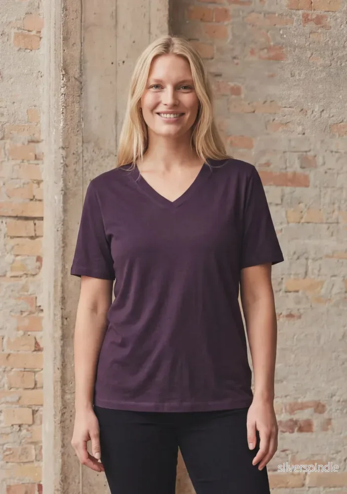 Nugga Basic V-Neck T-Shirt – Aubergine Nugga Basic V-Neck T-Shirt – Aubergine
