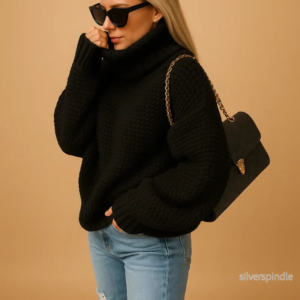 Klassisk Ulltröja för Damer med Chunky Textur | Varm och Bekväm för Höst och Vinter - Bild 3