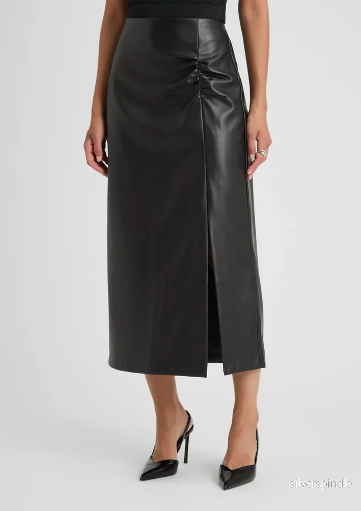 Emma | Elegant Slim Fit Höstkjol i Konstläder Emma | Elegant Slim Fit Höstkjol i Konstläder