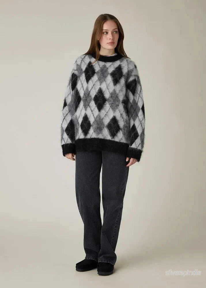 Lexington Brushed Argyle Knit Sweater Grey multi - Bild 2