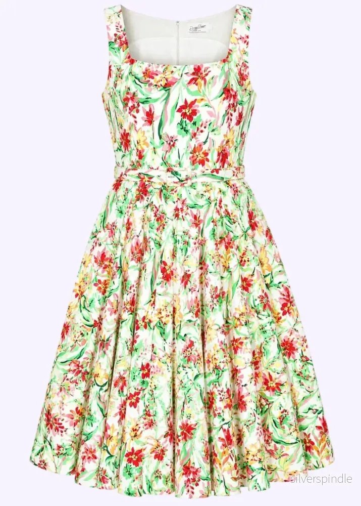 Rosie swingklänning med breda axelband – multi floral Rosie swingklänning med breda axelband – multi floral