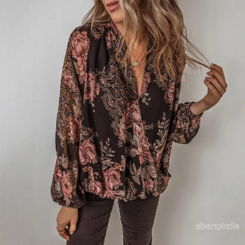 Liam | Elegant Blommig Chiffongpullover med V-Ringning - Bild 2