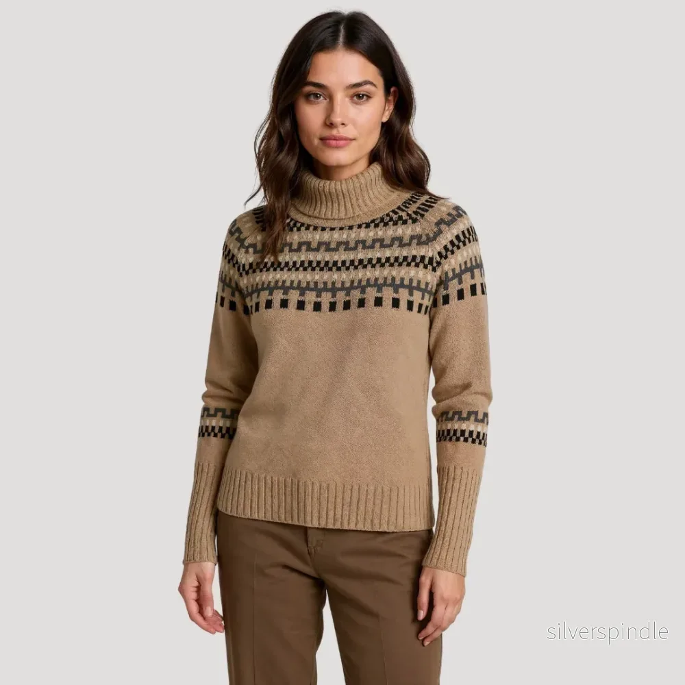 Vinterkollektion | Oversized Fair Isle Stickad Tröja med Hög Halsringning | Bekväm och Varm för Kalla Dagar Vinterkollektion | Oversized Fair Isle Stickad Tröja med Hög Halsringning | Bekväm och Varm för Kalla Dagar