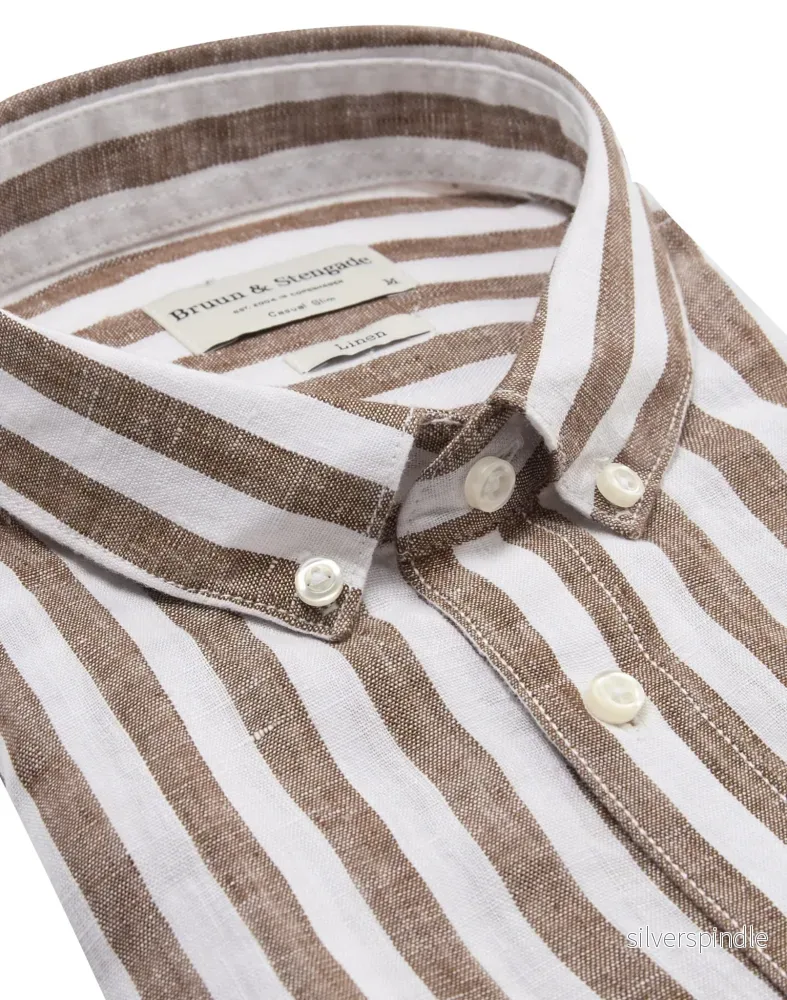 BS Ocon Casual Slim Fit Skjorta - Ochre/White - Bild 2