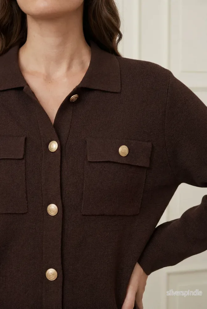 Jena Colar Cardigan - Dark brown - Bild 2