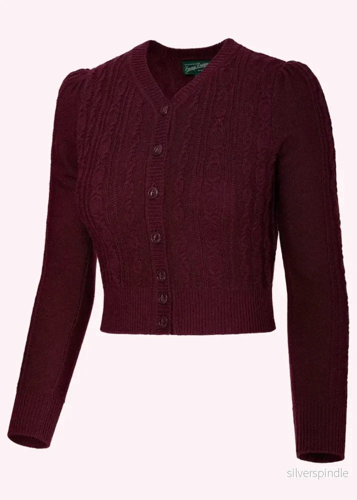 Ice Skater Cardigan - Black Cherry