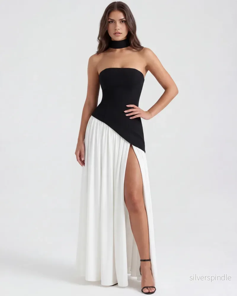 Mia | Elegant Axelbandslös Maxi Klänning