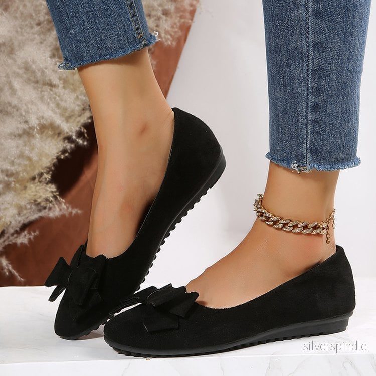 Sophie | Elegant Slip-On Dam Loafers Med Rosett och Gummisula - Bild 2