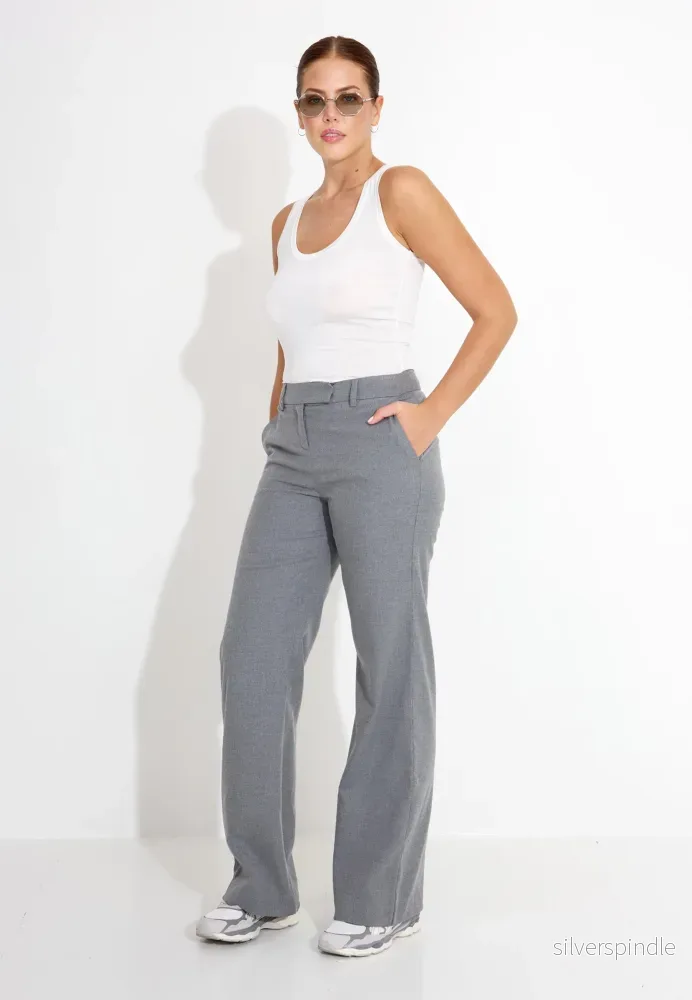 PANTALONE LARGO IN FLANELLA - Grå - Bild 3