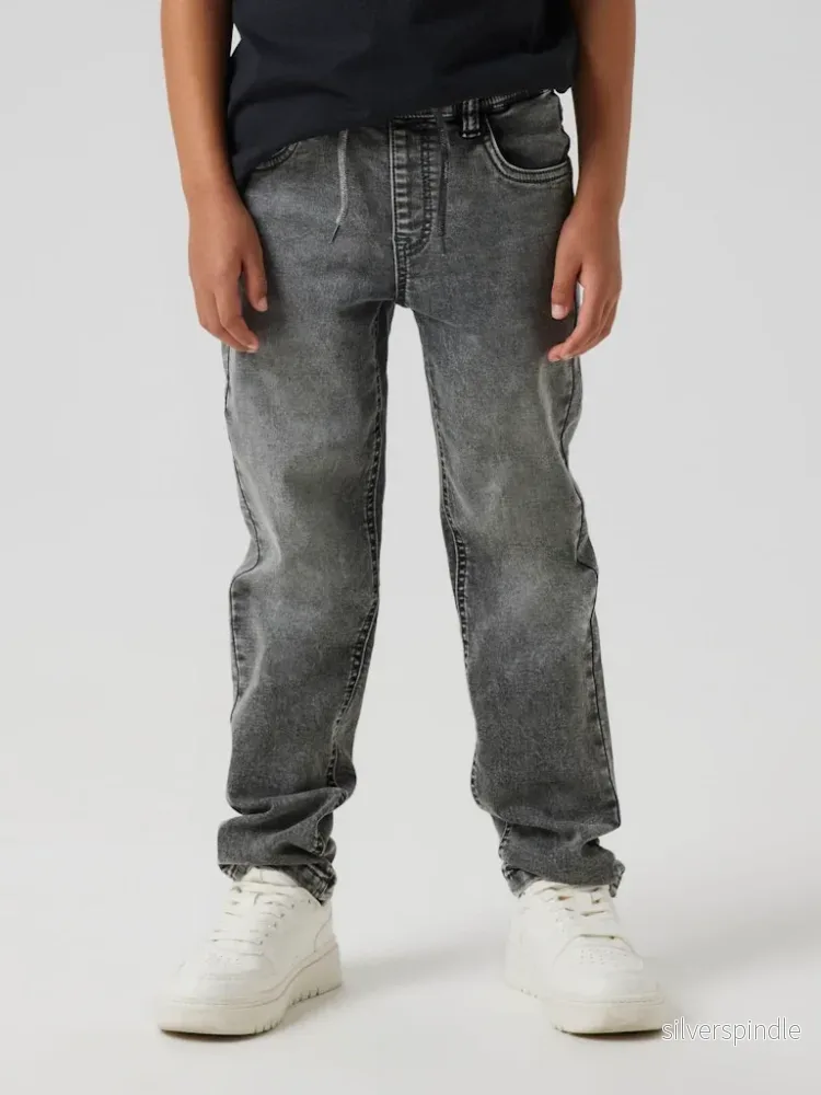 Grå Jeans Resår i midjan - Bild 2