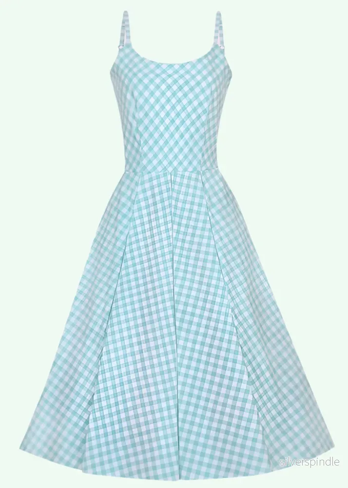 Priscilla swingklänning – mint ginghamrutor