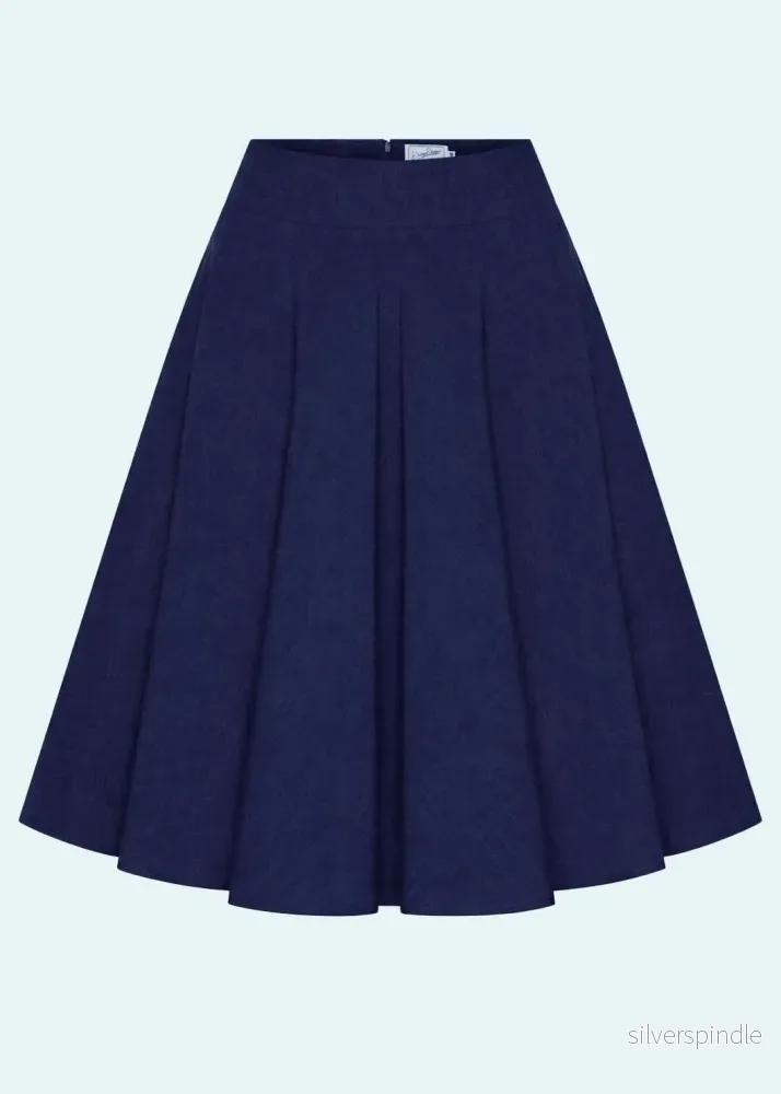 1950-tals swingkjol – navy linen 1950-tals swingkjol – navy linen