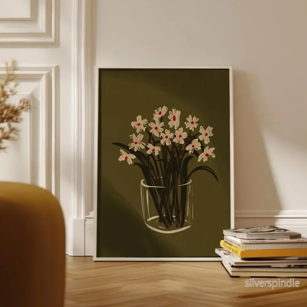Sommarblommor i glas – Handmålad tavla med prästkragar