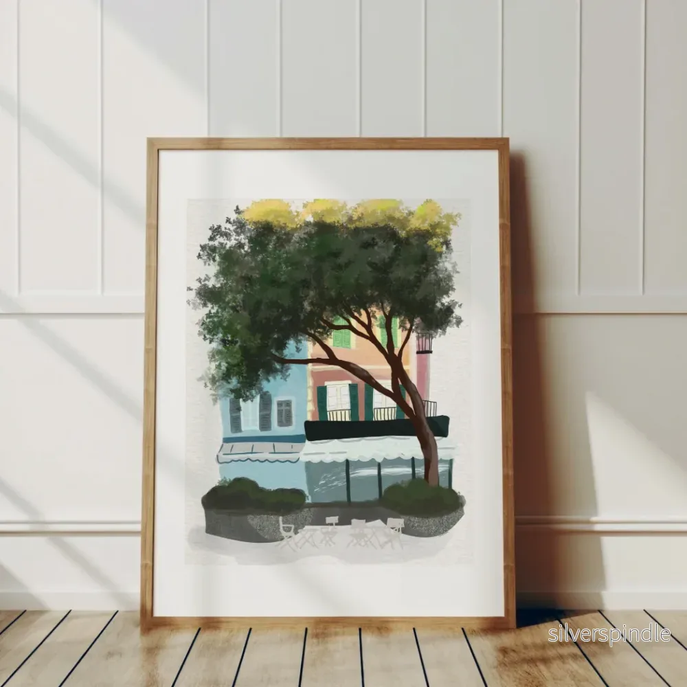 Italiensk torgposter Ligurien – Husfasader i gouache-stil - Bild 3