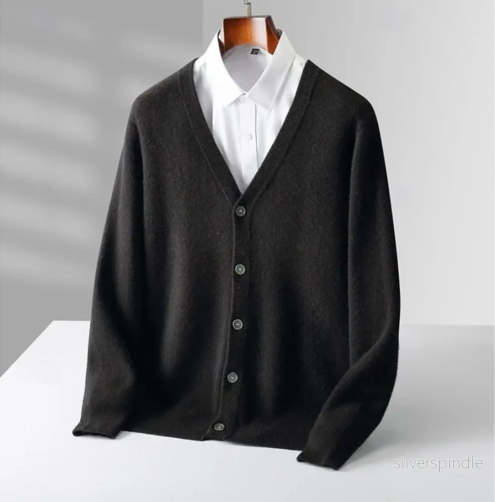 Mångsidig Cardigan för Män med Djup V-ringning och Knäppning | Perfekt för Avslappnade och Smart Casual Tillfällen - Bild 2