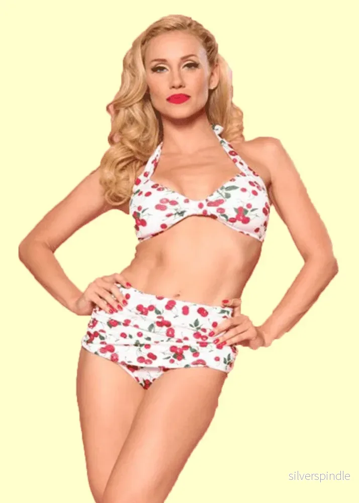 1950-tals bikini - vitt med körsbär - Bild 2