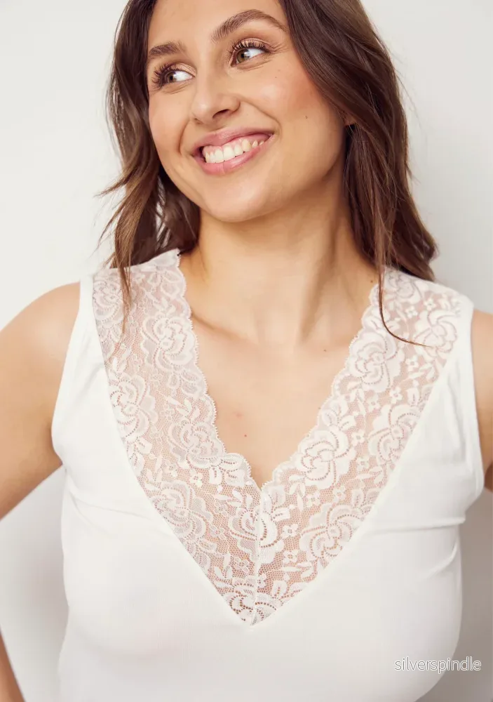 Nilla V-Neck Top - Broken White - Bild 3