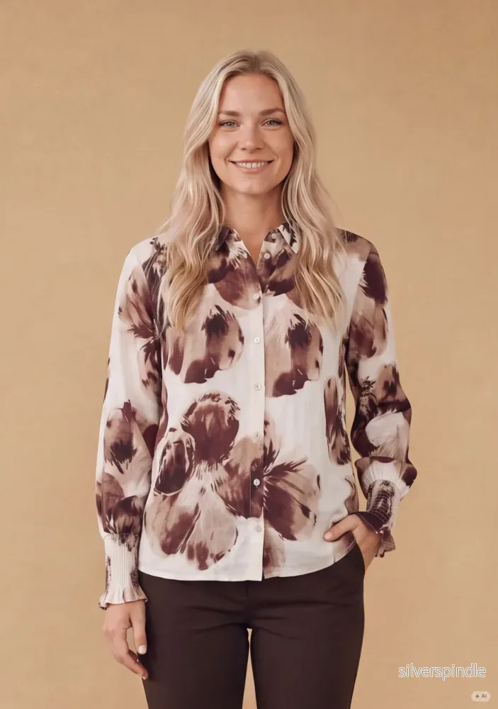 Ane Smock Shirt – Aubergine Floral Ane Smock Shirt – Aubergine Floral