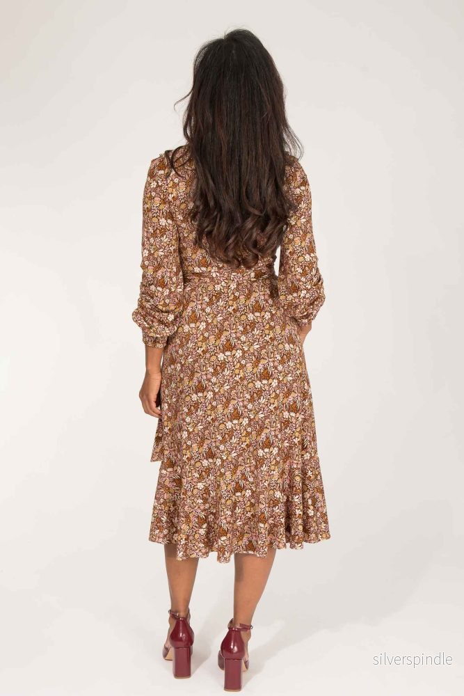 Ruffle wrap short jersey dress - Nougat - Bild 3