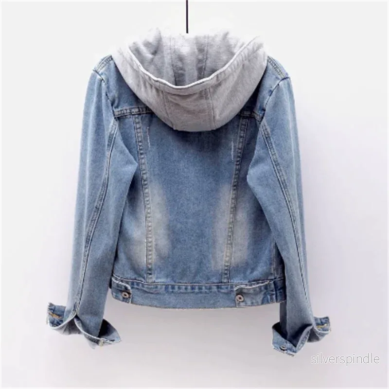 Lätt Jeansjacka Dam med Huva och Dragsko | Chic Design för Vår och Sommar - Bild 2