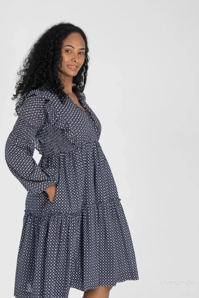 Flounce dobby short dress – Blue star Flounce dobby short dress – Blue star