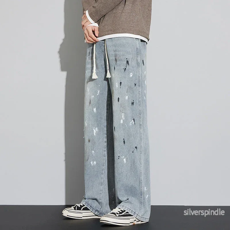 Ethan | Slitna Microelastiska Jeans Herr med Dragsko och Graffiti-design - Bild 3