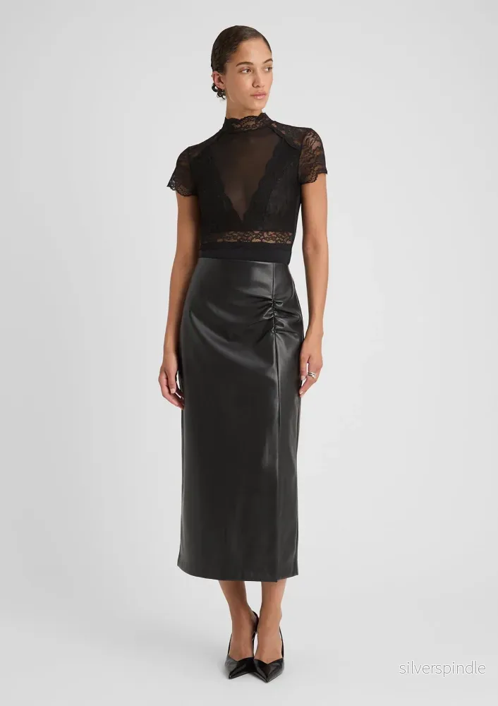 Emma | Elegant Slim Fit Höstkjol i Konstläder - Bild 3