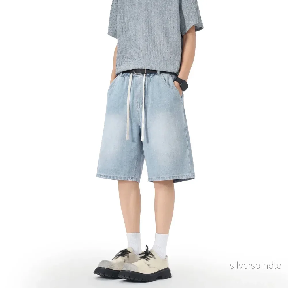 Liam | Stretchiga Blå Herrjeanshorts Med Raka Ben - Bild 2