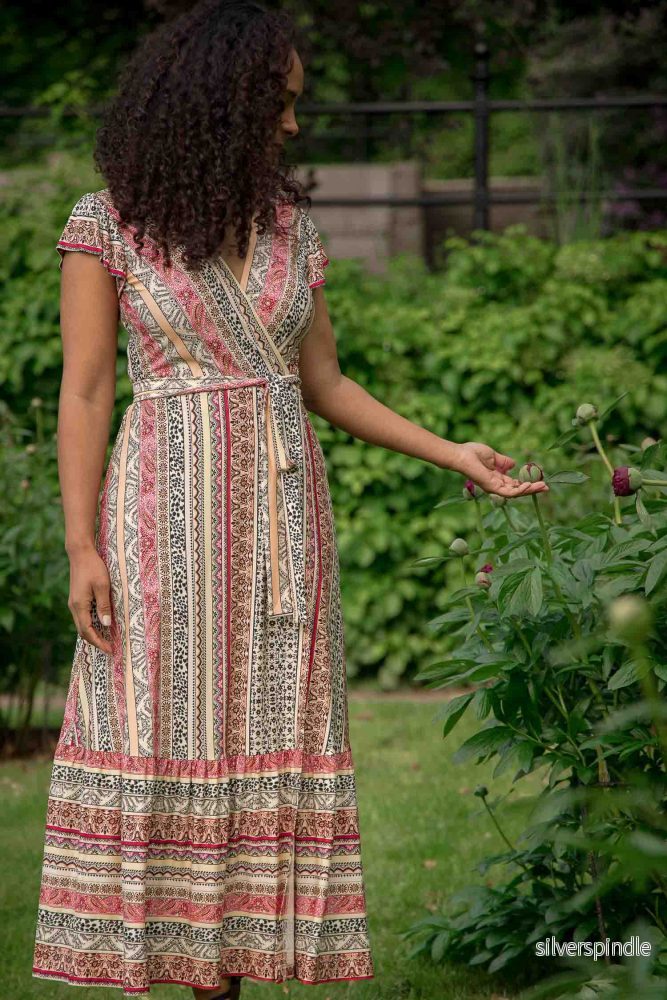 Frill wrap midi jersey dress - Multi paisley - Bild 3