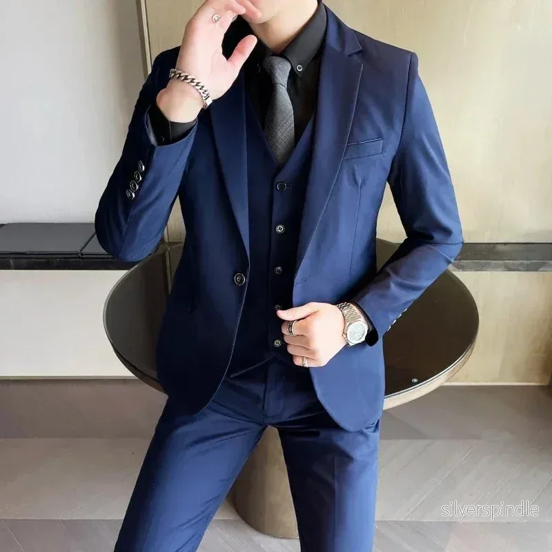 Elegant Tredelad Kostym Herr med Slim Fit Design | Perfekt för Affär och Fest