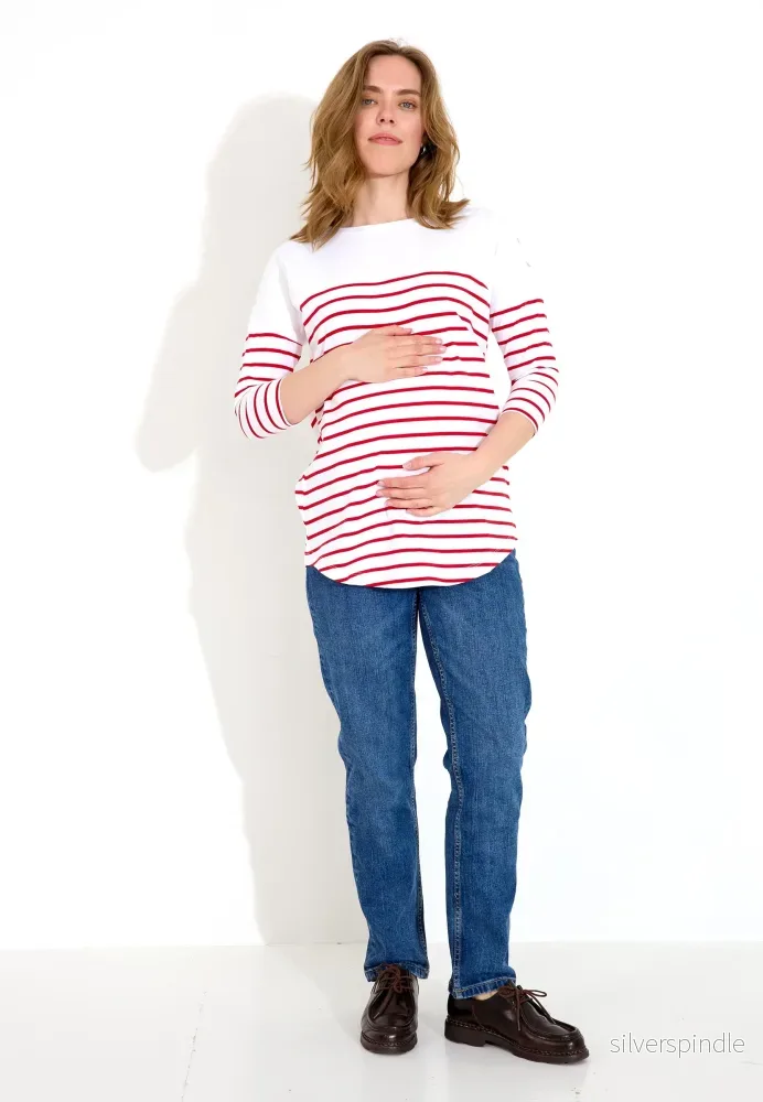 MAMMA-TRÖJA – Red Off White Randig