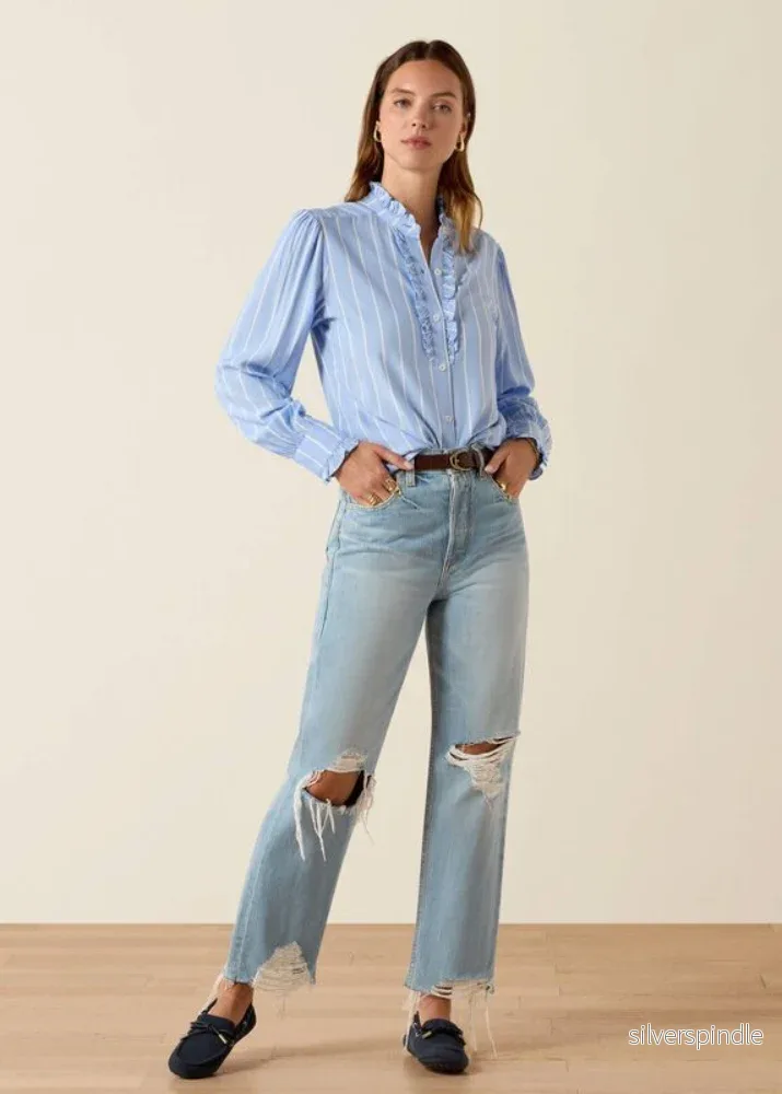 Ariat Cricklade LS Blus Pacific Blue Stripe - Bild 2