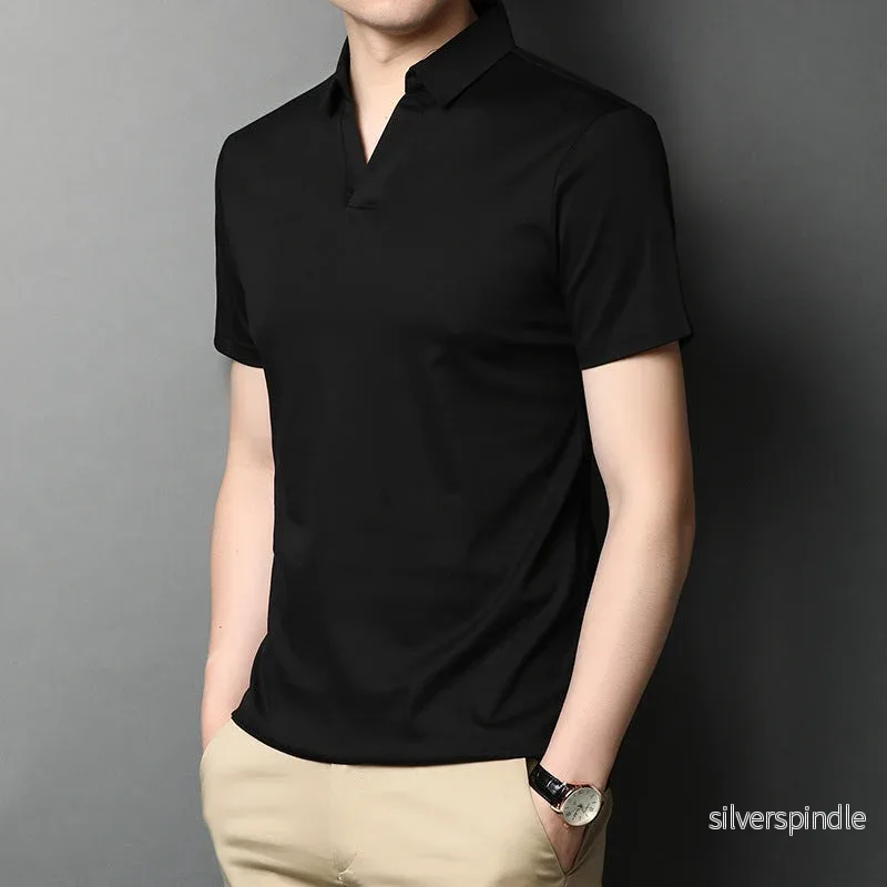 Aiden | Elegant Kortärmad T-Shirt med Slagkrage Aiden | Elegant Kortärmad T-Shirt med Slagkrage