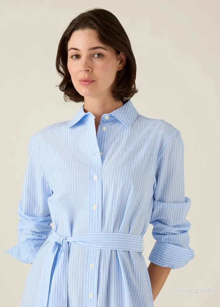 Lexington Casual Long Poplin Shirt Dress Blue/white - Bild 2