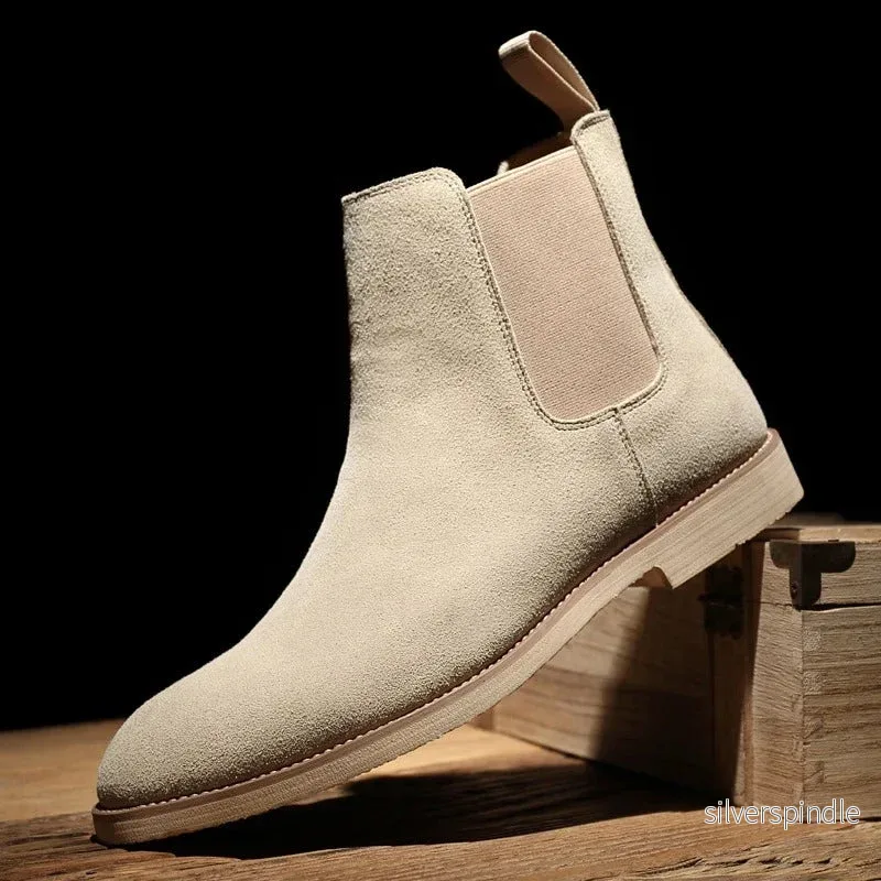 Eleganta Chelsea-stövlar | Olivfärgade Herrstövlar med Enkel Design | Mångsidiga för Vardagsbruk - Bild 2