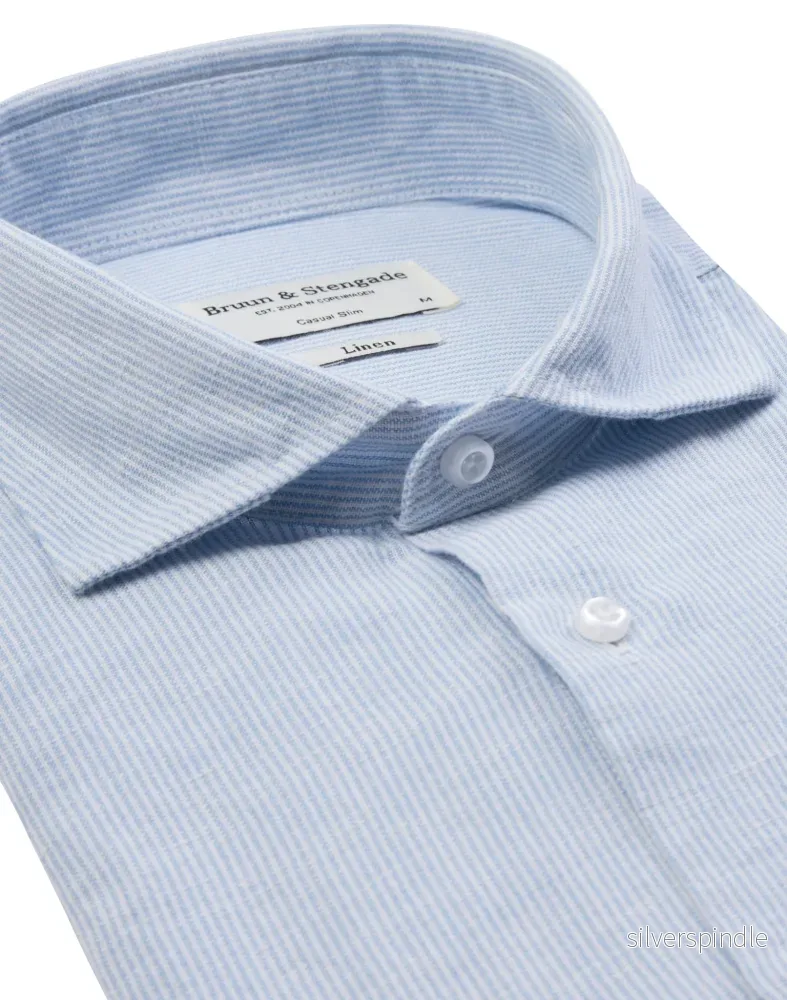 BS Alonso Casual Slim Fit Skjorta - Light Blue/White - Bild 2
