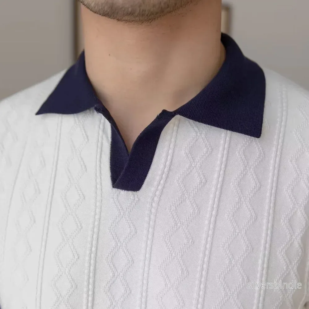Ethan | Somrig Slim Fit Pikétröja med Färgblock - Bild 3