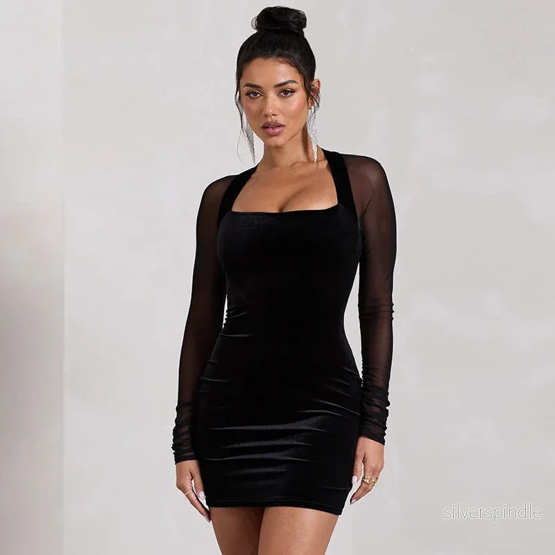 Sophia | Elegant Långärmad Vårklänning med Mesh-detaljer Sophia | Elegant Långärmad Vårklänning med Mesh-detaljer