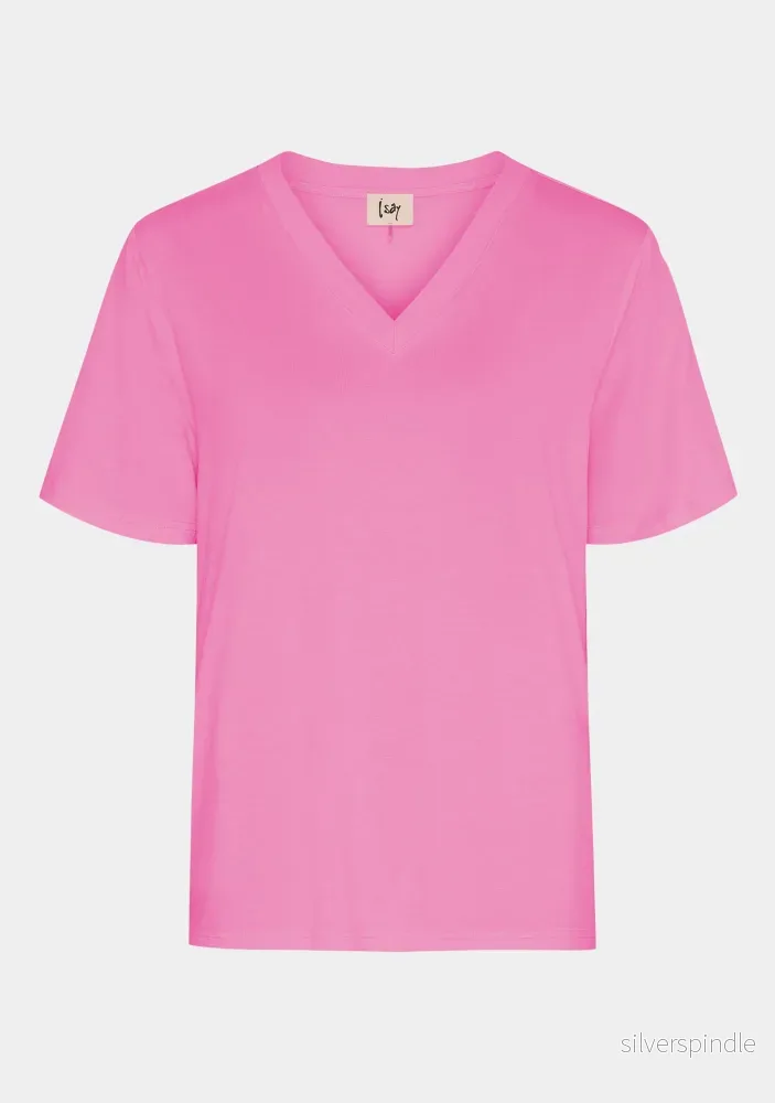 Gritt V-Neck T-Shirt – Hot pink