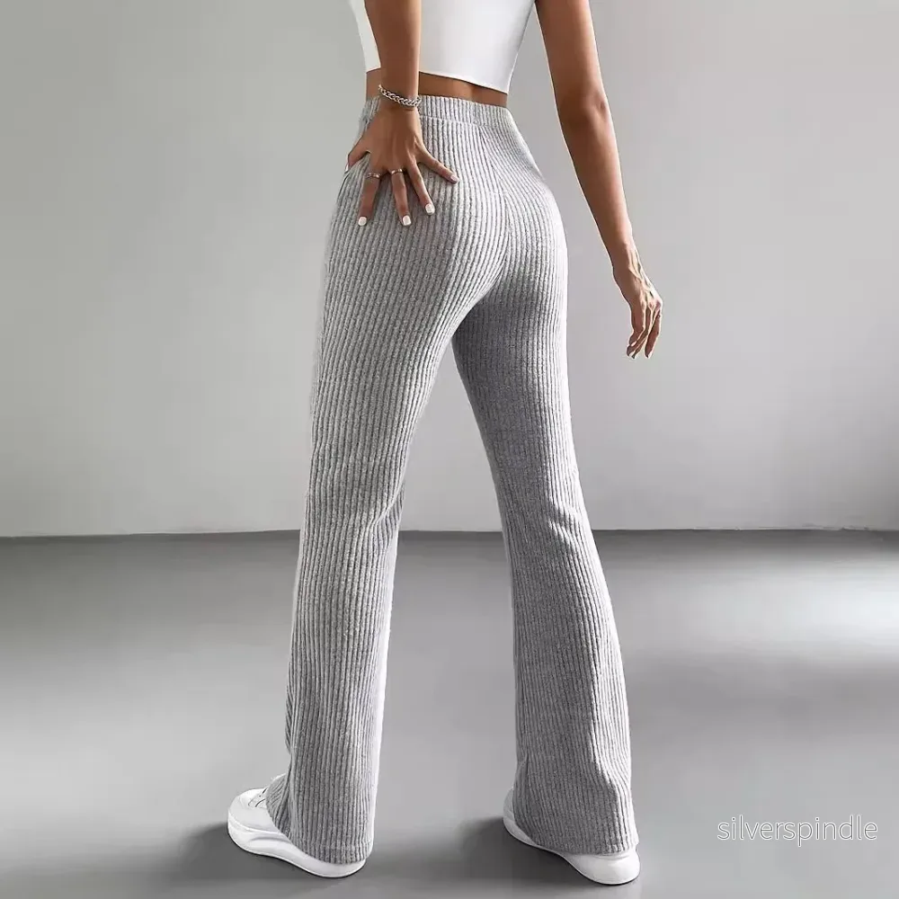 Emma | Ribbad Bootcut Byxor med Åtsittande Midja - Bild 3