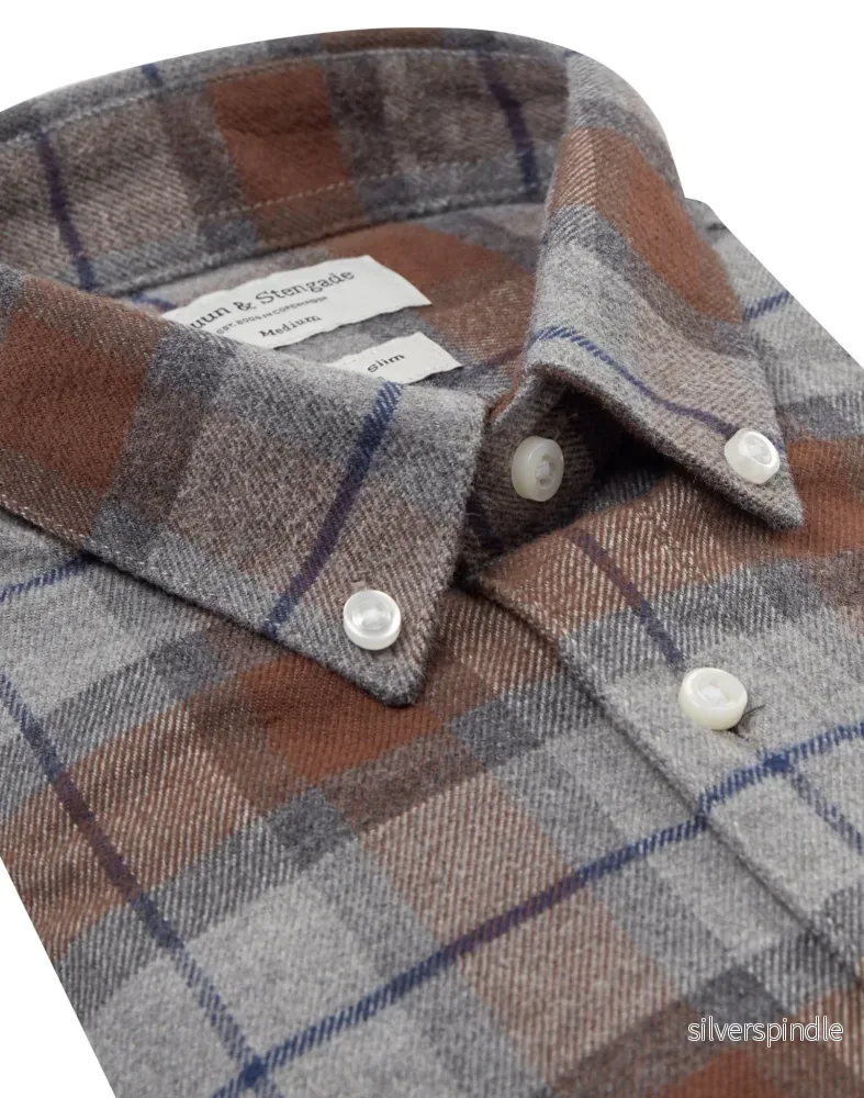 BS Hamza Casual Slim Fit Skjorta - Brown - Bild 2