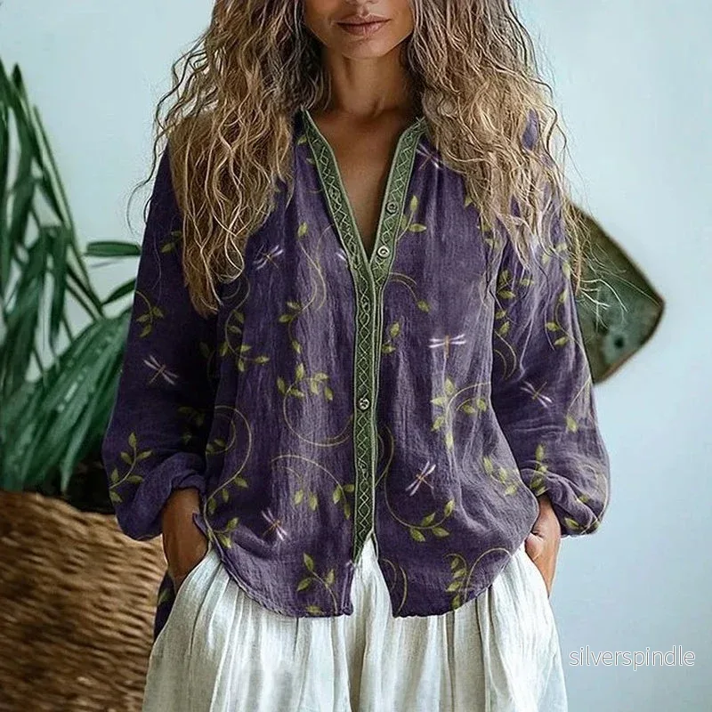 Emma | Elegant Leaf Print Blouse - Bild 2