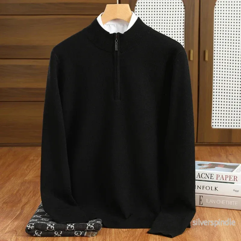 Elegant Mock-Neck Tröja för Män med Halv Dragkedja | Skräddarsydd Passform för Stil och Komfort - Bild 2