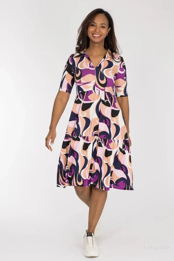 Forever mine collar short jersey dress - Lilac - Bild 2