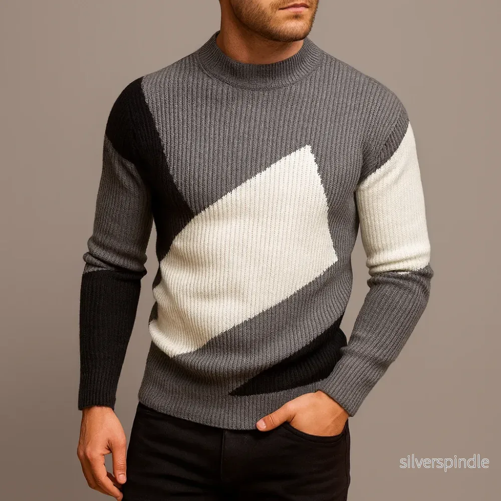 Ethan | Modern Slim Fit Stickad Tröja i Color Block Design Ethan | Modern Slim Fit Stickad Tröja i Color Block Design