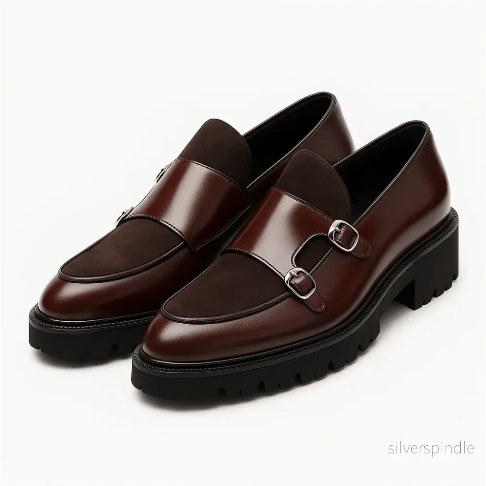 Moderna Loafers Män | Monk Strap Design med Dubbla Spännen | Elegant Stil för Formella Tillfällen