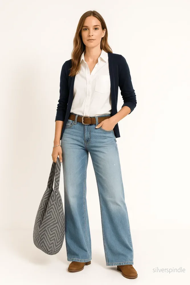 Klassiska Jeans | Vida Ben för Kvinnor med Slitstark Denim | Avslappnad Passform för Vardagsstil - Bild 3