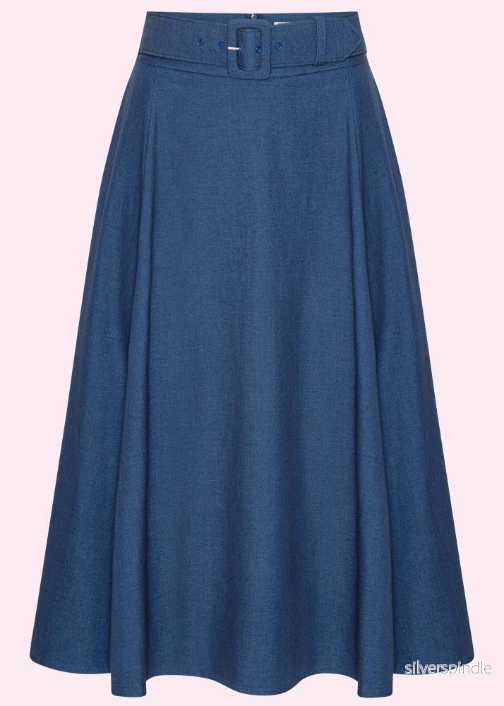 Midi kjol - navy denimlook