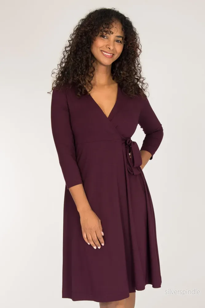 Loose fit short wrap jersey dress – Bordeaux Loose fit short wrap jersey dress – Bordeaux