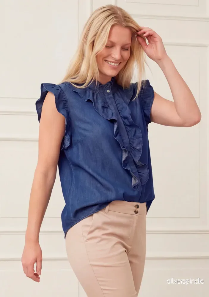 Ganja Flounce Top - Dark Denim Wash - Bild 3